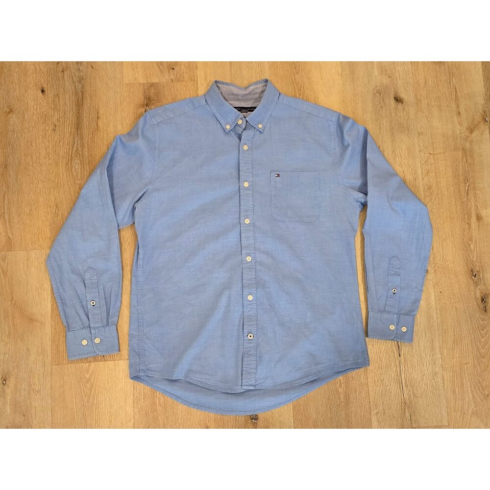 Tommy Hilfiger Custom Fit Solid Blue Shirt L